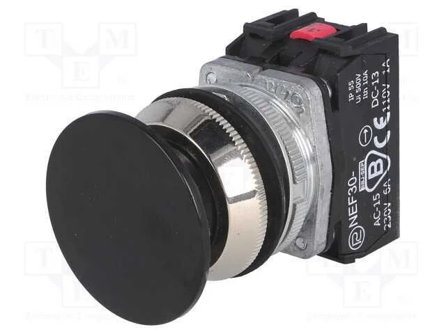 Interruptor: de Pressão, 30mm, Pos.Estáv: 1, Nc + No, Preto, Ip55