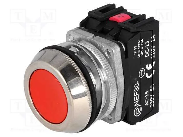 Interruptor: de Pressão, 30mm, Pos.Estáv: 1, Nc + No, Vermelho