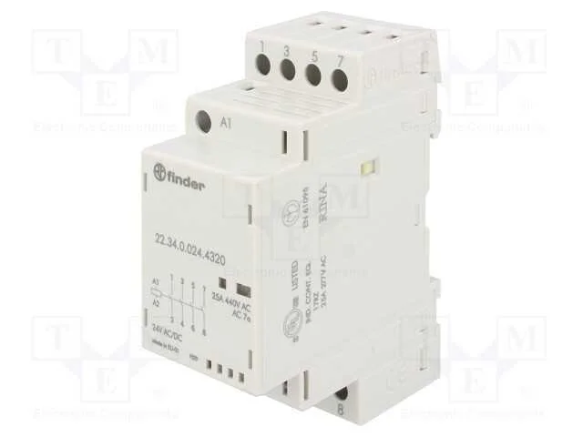 Contator: 4-De Polo de Instalação, 25a, 24vac, 24vdc, No X4, Ip20