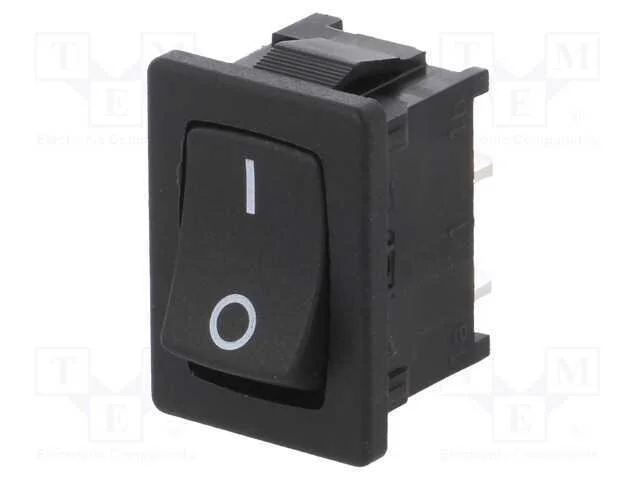 Rocker, Spst, Pos: 2, On-Off, 10a/250vac, Preto, .