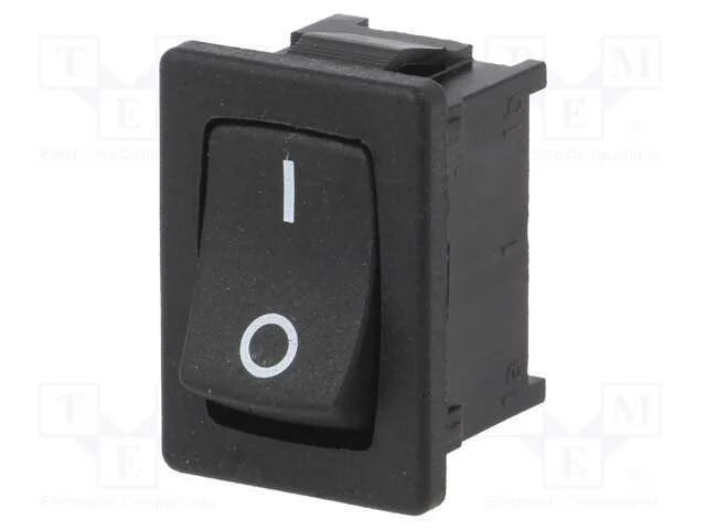 Rocker, Spst, Pos: 2, On-Off, 10a/250vac, Preto, .