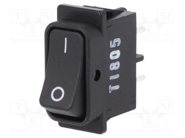 ROCKER, DPST, Pos: 2, ON-OFF, 16A/250VAC, preto, .