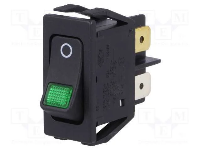 ROCKER, DPST, Pos: 2, ON-OFF, 16A/250VAC, preto, .