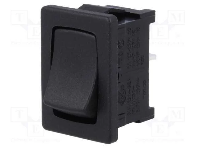 ROCKER, SPST, Pos: 2, ON-OFF, 10A/250VAC, preto, .