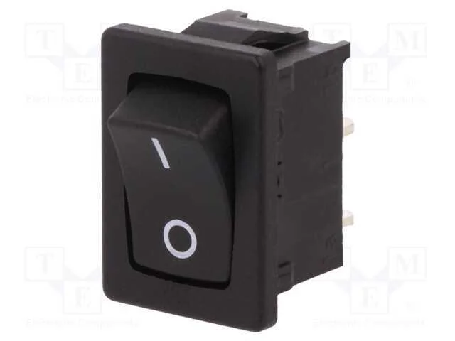 ROCKER, SPST, Pos: 2, ON-OFF, 12A/250VAC, preto, .
