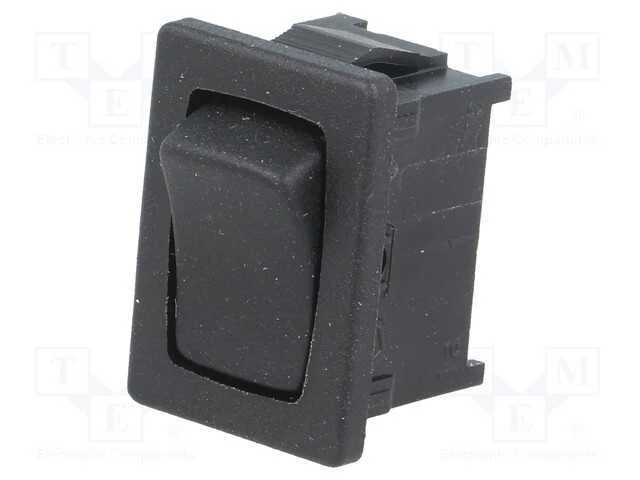 ROCKER, SPST, Pos: 2, OFF-(ON), 10A/250VAC, preto.