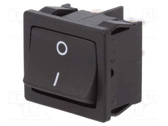 ROCKER, DPST, Pos: 2, ON-OFF, 12A/250VAC, preto, .