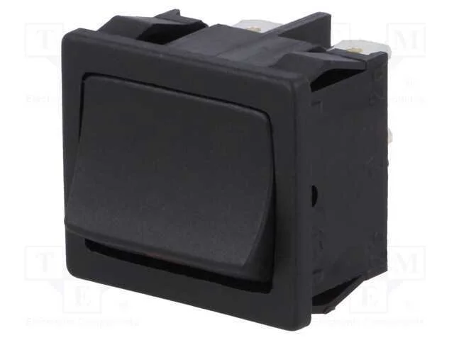 ROCKER, DPST, Pos: 2, ON-OFF, 12A/250VAC, preto, .