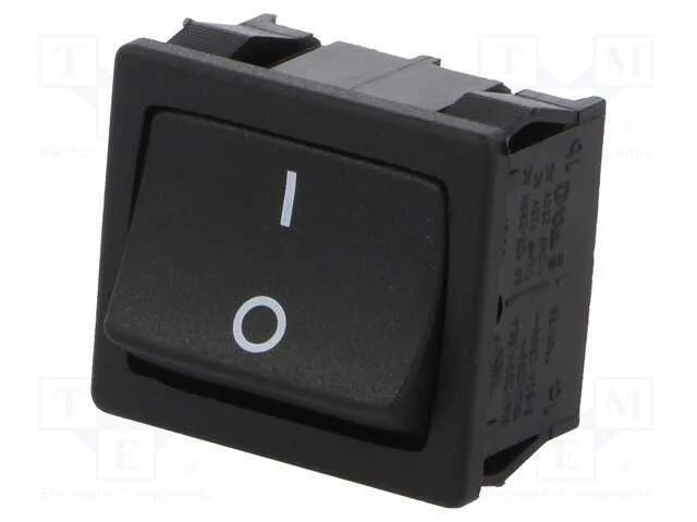 ROCKER, DPST, Pos: 2, ON-OFF, 6A/250VAC, preto, I.