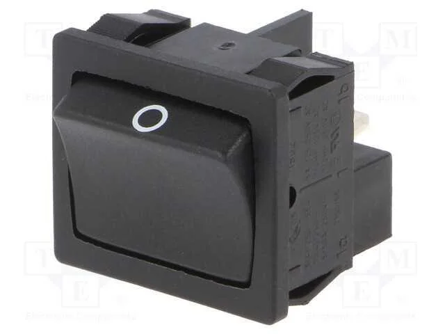 ROCKER, DPST, Pos: 2, ON-OFF, 6A/250VAC, preto, I.