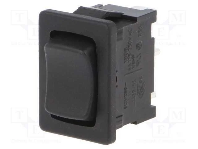 ROCKER, SPDT, Pos: 3, ON-OFF-ON, 6A/250VAC, preto.