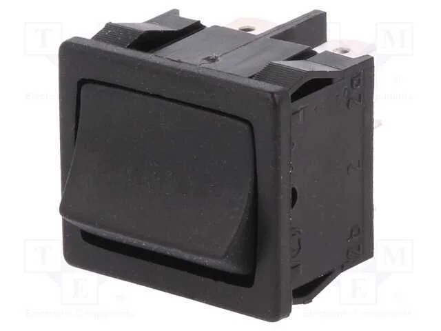 ROCKER, DP3T, Pos: 3, ON-OFF-ON, 6A/250VAC, preto.