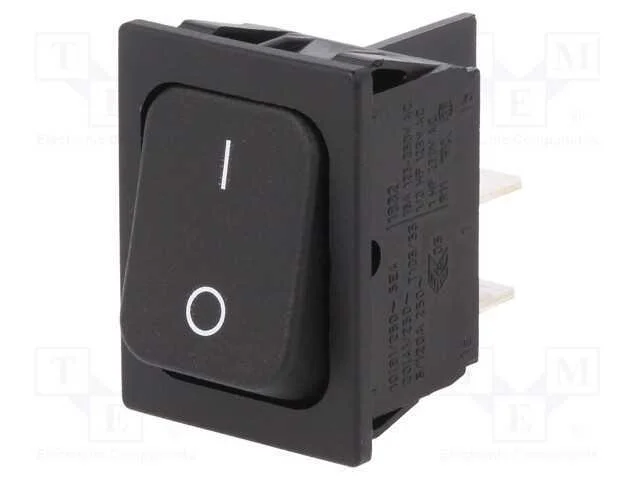 ROCKER, DPST, Pos: 2, OFF-ON, 20A/250VAC, preto, .