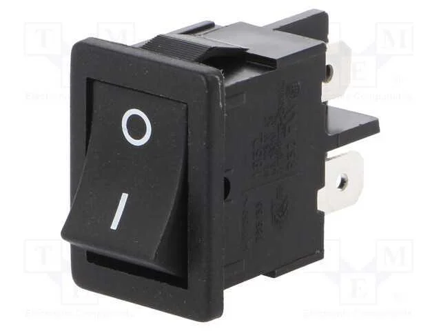 ROCKER, DPST, Pos: 2, ON-OFF, 4A/250VAC, preto, I.