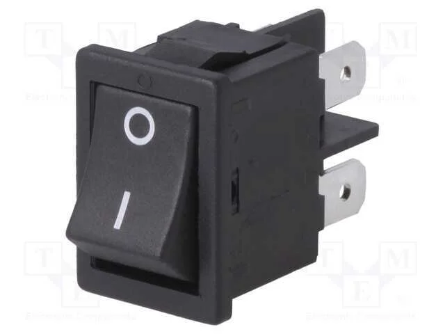 ROCKER, DPST, Pos: 2, OFF-ON, 16A/250VAC, preto, .