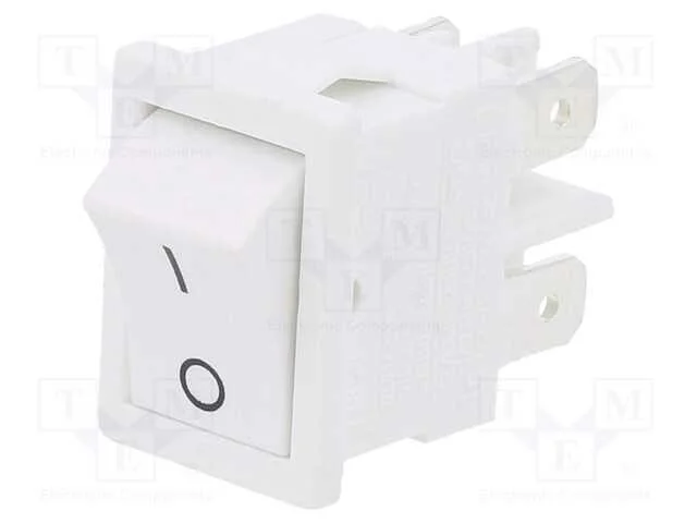 ROCKER, DPST, Pos: 2, OFF-ON, 6A/250VAC, branco, .