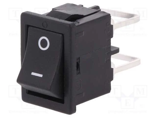 ROCKER, DPST, Pos: 2, OFF-ON, 10A/250VAC, preto, .