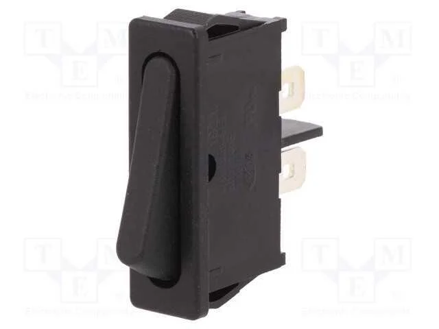 ROCKER, SPST, Pos: 2, OFF-ON, 6A/250VAC, preto, I.
