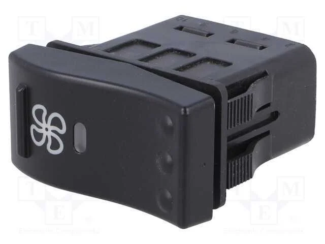 ROCKER, SPST-NO, Pos: 2, ON-OFF, 10A/12VDC, preto.