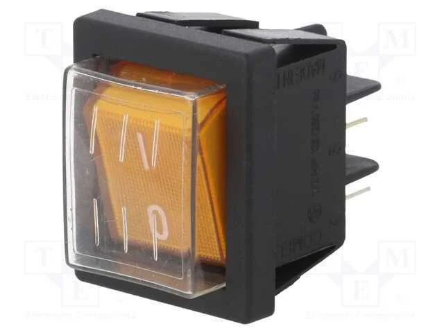 ROCKER, SPST, Pos: 2, ON-OFF, 16A/250VAC, laranja.