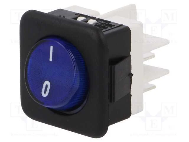 ROCKER, SPST, Pos: 2, ON-OFF, 16A/250VAC, azul, C.