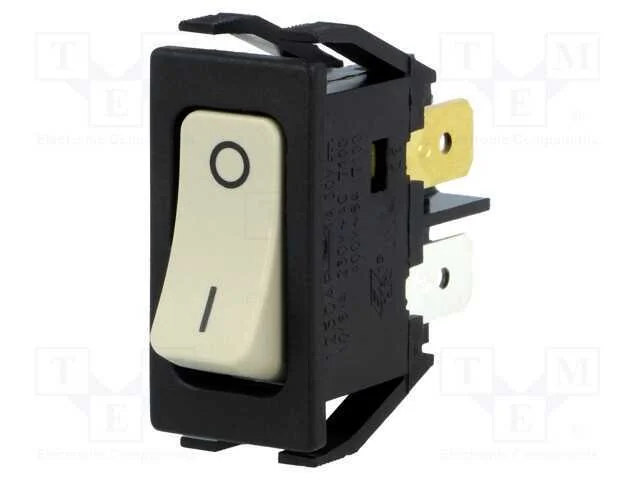ROCKER, DPST, Pos: 2, ON-OFF, 10A/250VAC, branco,.