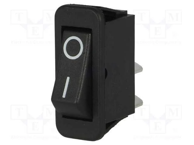 ROCKER, SPST, Pos: 2, ON-OFF, 16A/250VAC, preto, .