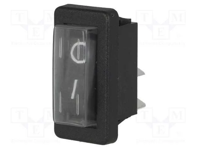 ROCKER, SPST, Pos: 2, ON-OFF, 16A/250VAC, preto, .