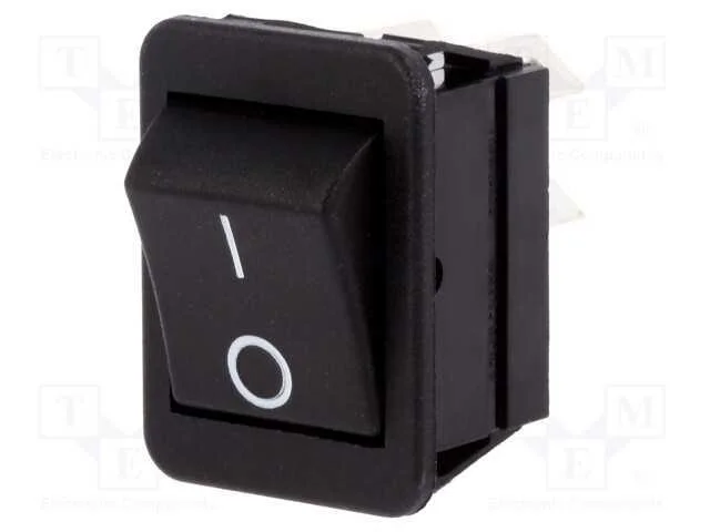 ROCKER, DPST, Pos: 2, ON-OFF, 16A/250VAC, preto, .