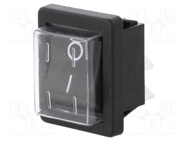 ROCKER, DPST, Pos: 2, ON-OFF, 16A/250VAC, preto, .