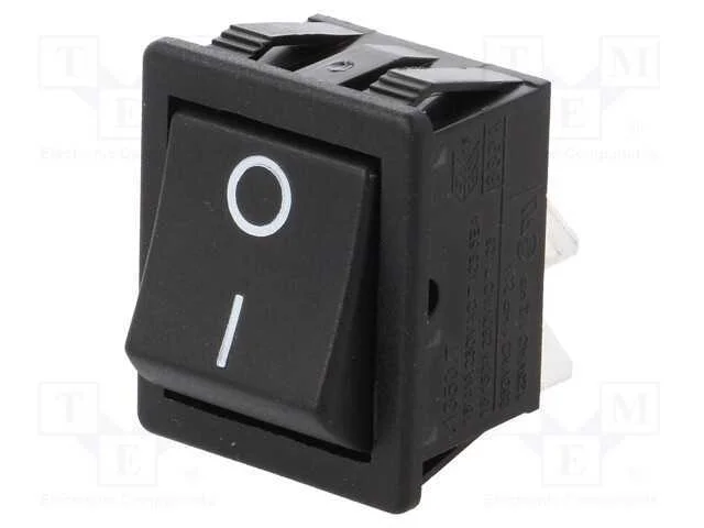 ROCKER, DPST, Pos: 2, ON-OFF, 16A/250VAC, preto, .