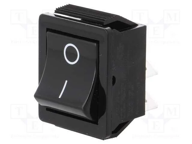 ROCKER, DPST, Pos: 2, ON-OFF, 16A/250VAC, preto, .