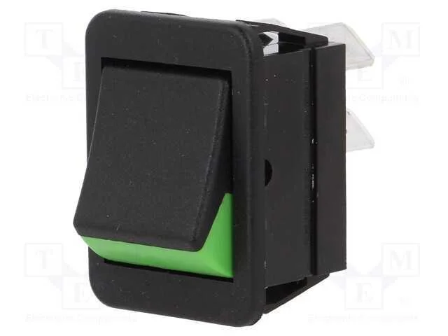 ROCKER, DPST, Pos: 2, ON-OFF, 16A/250VAC, preto-v.