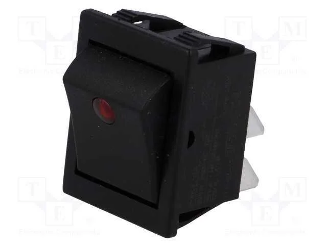 ROCKER, DPST, Pos: 2, ON-OFF, 16A/250VAC, preto, .