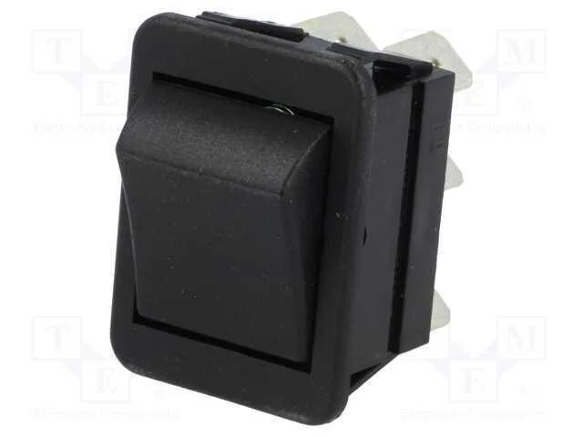 ROCKER, DPDT, Pos: 2, ON-(ON), 16A/250VAC, preto,.