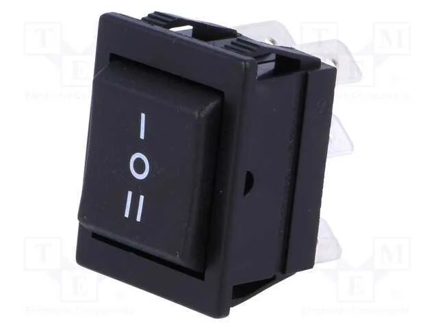 ROCKER, DP3T, Pos: 3, ON-OFF-ON, 16A/250VAC, 20A/.