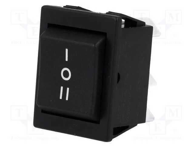 ROCKER, DP3T, Pos: 3, (ON)-OFF-(ON), 16A/250VAC, .