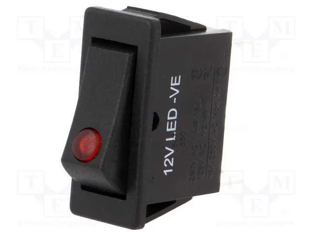 ROCKER, SPST, Pos: 2, ON-OFF, 12A/250VAC, preto, .