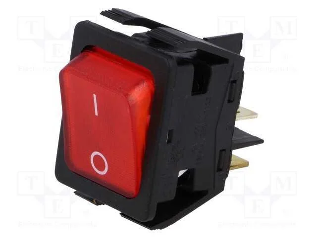 ROCKER, DPST, Pos: 2, ON-OFF, 16A/250VAC, 20A/28V.