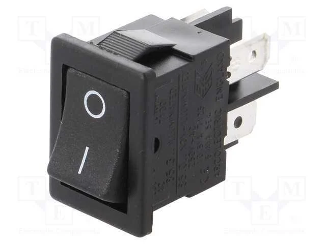 ROCKER, DPST, Pos: 2, ON-OFF, 10A/250VAC, preto, .