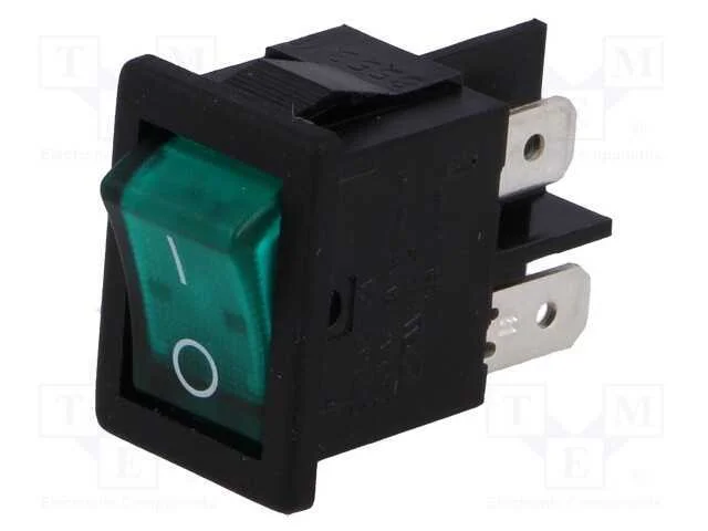 Rocker, Dpst, Pos: 2, On-Off, 10a/250vac, Verde, L&acirc;mpada de N&eacute;on