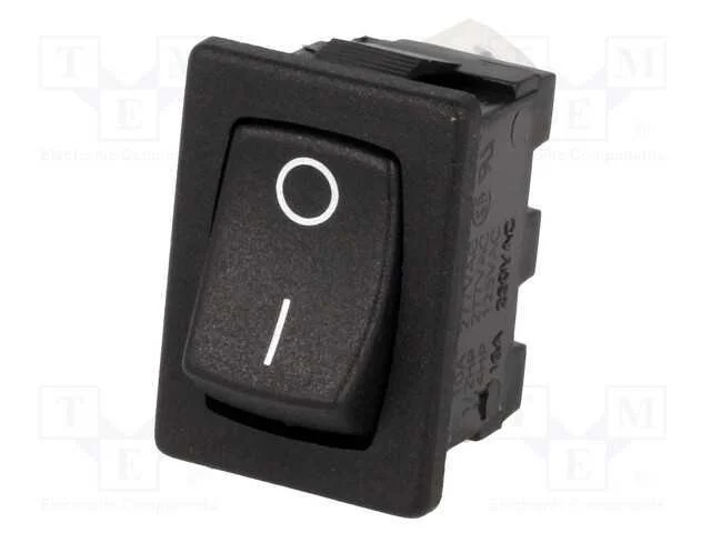 ROCKER, SPST, Pos: 2, ON-OFF, 10A/250VAC, 10A/28V.
