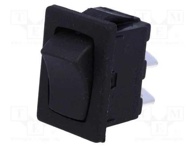 ROCKER, SPST, Pos: 2, OFF-(ON), 10A/250VAC, 10A/2.