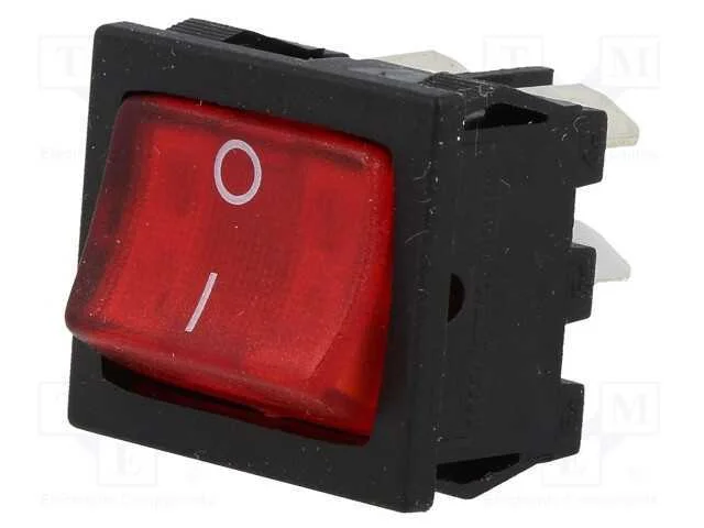 ROCKER, DPST, Pos: 2, ON-OFF, 10A/250VAC, 10A/28V.