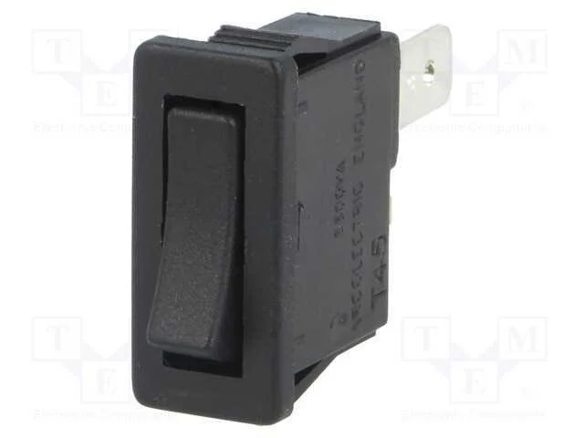 ROCKER, SPST, Pos: 2, ON-OFF, 10A/250VAC, preto, .