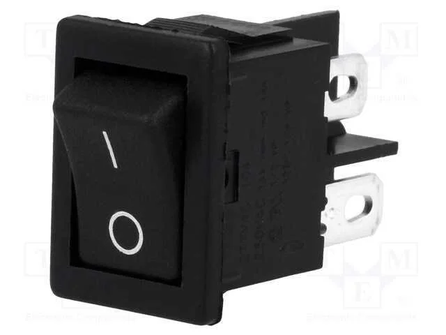 ROCKER, DPST, Pos: 2, ON-OFF, 10A/250VAC, preto, .