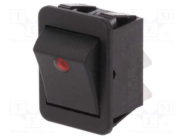ROCKER, DPST, Pos: 2, ON-OFF, 16A/250VAC, preto, .