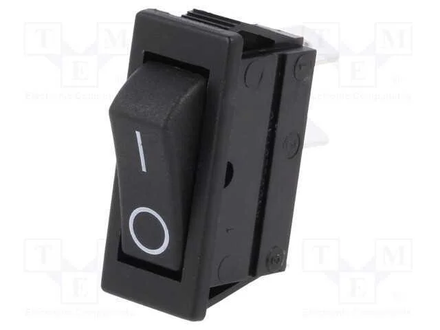 ROCKER, SPST, Pos: 2, OFF-ON, 16A/250VAC, Saí: co.