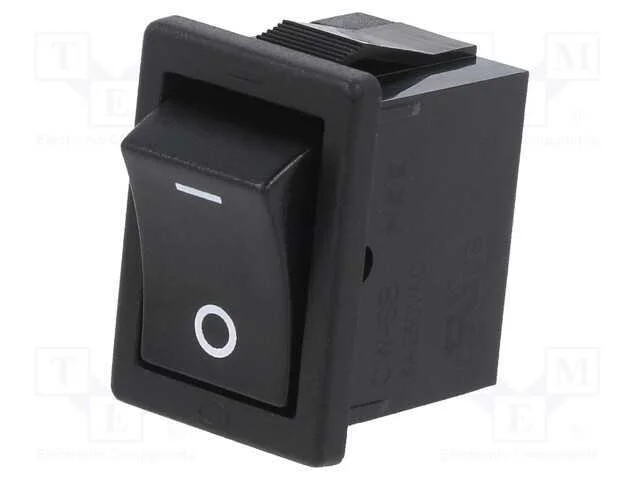 ROCKER, SPST, Pos: 2, ON-OFF, 6A/250VAC, preto, n.