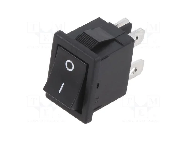 ROCKER, DPST, Pos: 2, ON-OFF, 6A/250VAC, preto, n.